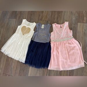 3 Lily Bleu girls dresses size 5-6T blue, pink and white